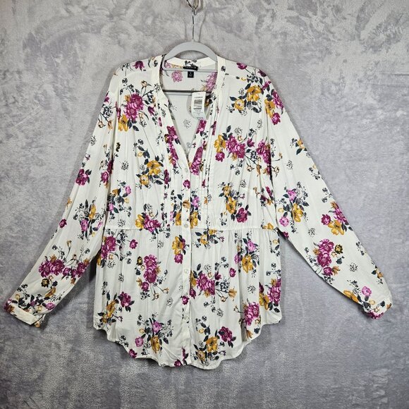 NWT Torrid peasant blouse women 14 Floral Peplum Peasant Career Office boho - Picture 1 of 12